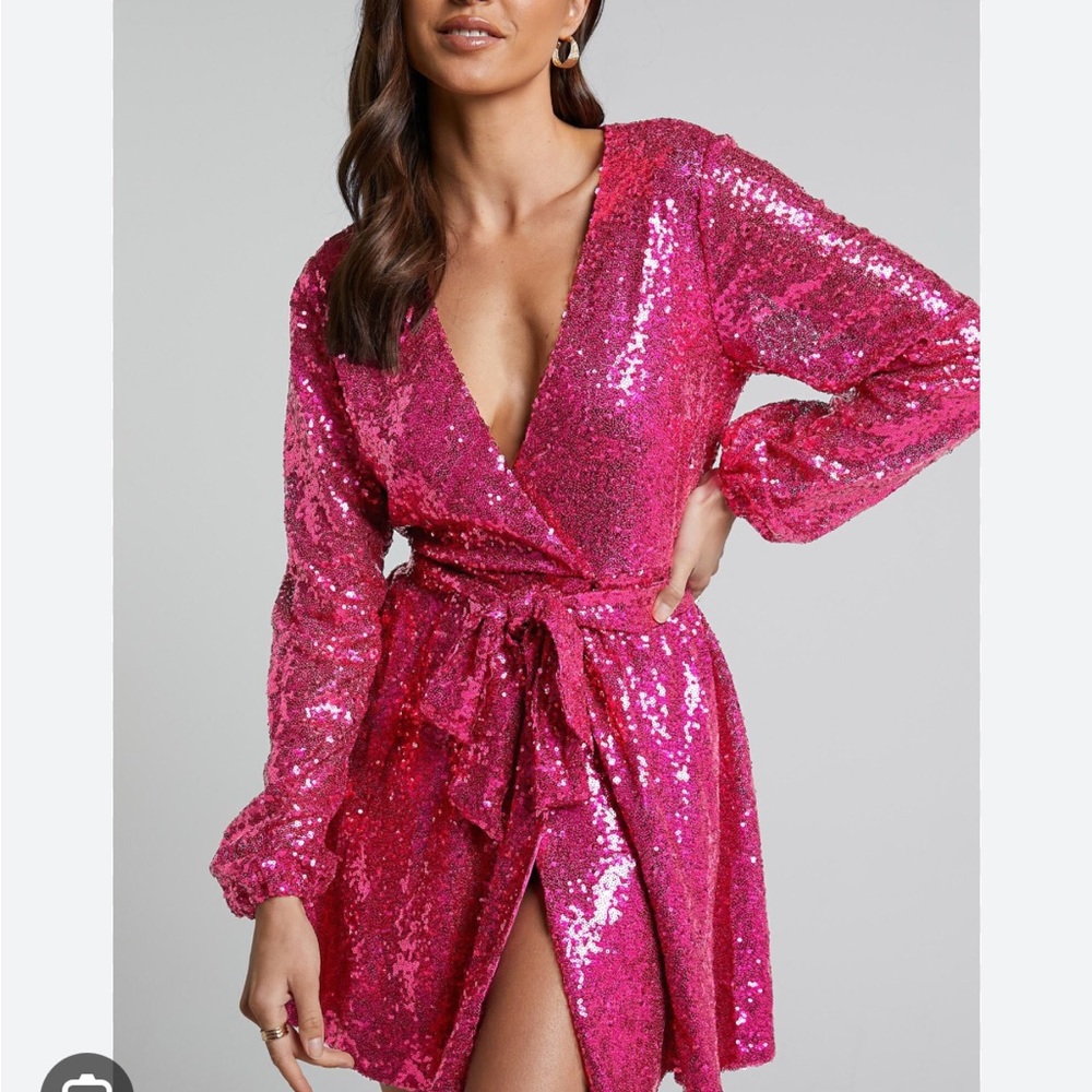 Showpo pink sequin dress
